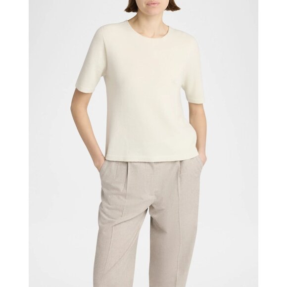 The Row Ipar Top in Pale Green Small Womens Cashmere SHort Sleeve Sweater - Picture 9 of 13